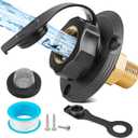 Oyviny RV City Water Inlet with Check Valve, Lead-free Brass RV Flesh Water Inlet 3/4 NH Female to 1/2 NPT Male Connection, Water Fill Inlet Flange Replacement for Camper Trailer Motorhome Marine