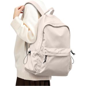 SEAFEW Off White Backpack for Girls Women Waterproof High School Book Bag Cute Backpack for Men Teens Boys, Lightweight Simple Middle School Back Pack Daypack