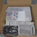 White Desk Organizers and Accessories 12+1Pcs, Office Supplies for Desk, Pen Organizer with 2 Drawers with Stapler,1000 Staples, Phone Holder, Tape Dispenser, Pen Holder, Sticky Note,Clips,Ruler,Etc