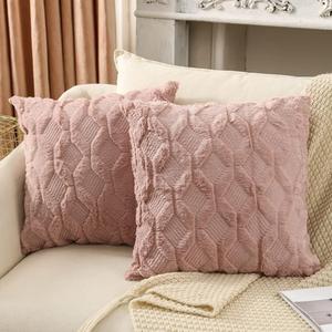 Fancy Homi 
Set of 2 Decorative Throw Pillow Covers 16x16 Inch Soft Plush Short Wool Velvet Square Pillow Case Pink Cushion Cover for Couch Sofa Bedroom Outdoor (16"X16", Pink)