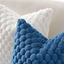 MIULEE Navy Blue Faux Fur Decorative Throw Pillow Covers 16x16 Inch Set of 2 Super Soft Cozy Plush Cushion Cases Luxury Fluffy Pillowcases for Sofa Couch Bed Living Room