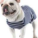 Etdane Dog Diapers Sanitary Panties Physiological Period Shirts Surgical Recovery Suits for Male and Female Dogs (Large, Blue Stripe)