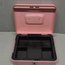 KYODOLED Large Metal Cash Box with Money Tray and Lock,Money Box with Cash Tray,Cash Drawer,9.84"x 7.87"x 3.54" Pink Large