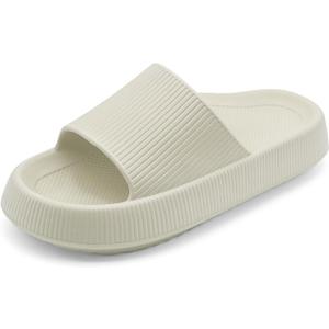 rosyclo Orthopedic Sandals for Women and Men, Arch Support Cloud Recovery Slides Orthotic Pain Relief Pillow Soft Lightweight Cozy Thick Sole Slip On Plantar Fasciitis Slippers (Beige)