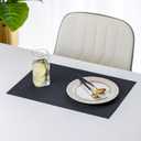 LEXMORE Placemats Set of 8 Vinyl/Plastic Woven Place Mats for Kitchen Table Indoor/Outdoor Washable Placemat Wipeable Dining Table Mats(Black)