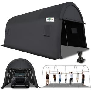 COBIZI Carport 12x20 FT Heavy Duty Portable Garage Storage Shelter Shed with All-Steel Metal Frame & Vents, Round Style Outdoor Storage Shed for Car, Truck, Boat, Patio Furniture Anti-Snow Waterproof