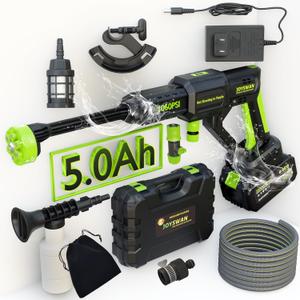 Cordless Pressure Washer,1060 PSI Battery Power Washer with 5.0Ah Superpower Battery, 3 Speed Adjustment/2.8 GPM, 6-in-1 Nozzle Battery Operated Power Washer for Cars, Fences, Patio, Furniture