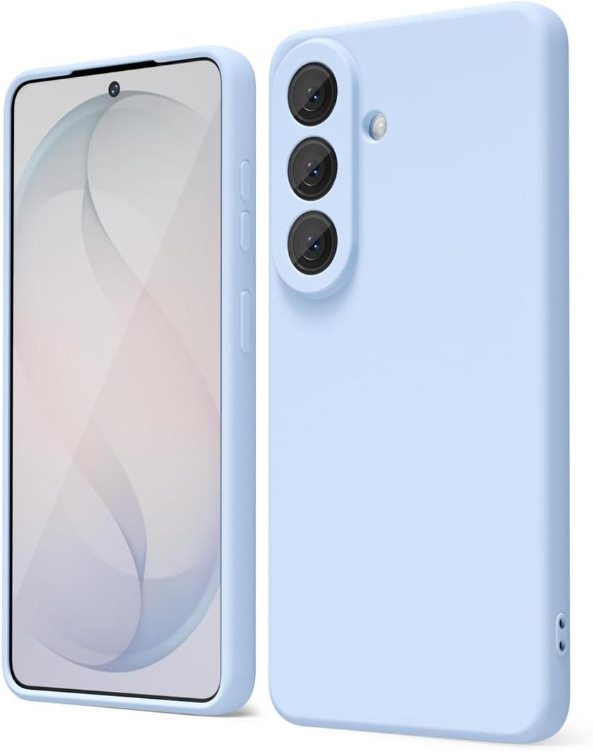 oakxco for Samsung Galaxy S26 Case Liquid Silicone Grip, Cute Thin Slim Soft Rubber TPU Plain Smooth Gel Cover for Women Girl Aesthetic Design, Matte Solid Protective & Shockproof, Light Blue