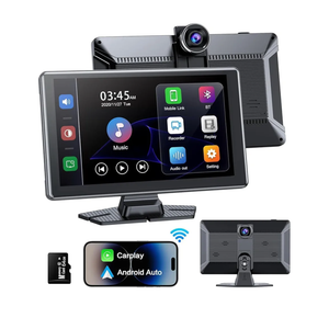 Portable Wireless Carplay Screen, PBYRD 9" Touchscreen with 4K HD Front Camera, Car Stereo with Apple Carplay & Android Auto, Mirror Link/Voice Control/Bluetooth/GPS Navigation-2025 New