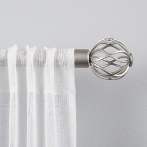 Exclusive Home Curtains Ogee 1" Curtain Rod and Coordinating Finial Set, Matte Silver, Adjustable 36"-72"