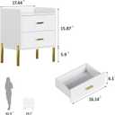 Vabches Nightstand with Built-in Charging Station, White Mid Century Modern Nightstand for Bedroom, Stylish End Tables for Lamps, Books, 17.3 inches x 13.8 inches x 21.7 inches