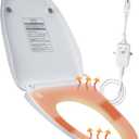 Heated Toilet Seat with Temperature Display and Built-in Side Controls, 3-Speed Heating Mode Elongated Toilet with Earth Leakage Protection, Slow Close Warming Toilet Seat with Auto Night Light