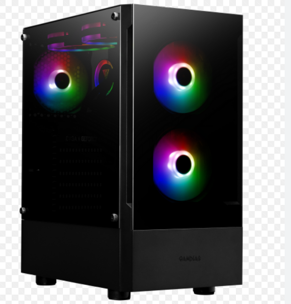 GAMDIAS Talos E3 Micro-ATX Tower Computer Case with Tempered Glass, Gaming M-ATX PC Case with 3X 120mm ARGB Fans, Support Up to 9X Fans Airflow, 360mm AIO/Radiator, 400mm GPU/VGA, 165mm CPU Cooler, 160mm PSU