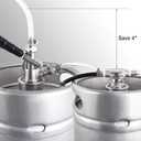 Low Profile Keg Coupler, 304 Stainless Steel D System Keg Coupler Space Saving Twist-Activated Homebrew Sankey Keg Tap with Safety Pressure Relief Valve and Connection Tape and Hose Clamp