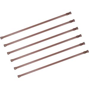6 Pack Spring Tension Curtain Rod, 23.6-43.3 Inches Tension Rods Cupboard Bars Adjustable Spring Steel Tensions Rod Shower Rod Closet Rod (Wood Grain)
