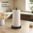YUMORE Paper Towel Holder Countertop, Black Paper Towel Holder with Weighted Base Non Slip, Standing Paper Towel Roll Holder for Kitchen Bathroom, Stainless Steel (Matte Black)