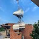 Hanging Wind Spinners Stainless Steel Metal Outdoor Garden Decor, Highly Reflective Bird Deterrent to Scare Birds Away from Yard Patio Farm 12inch (Silver Spiral)