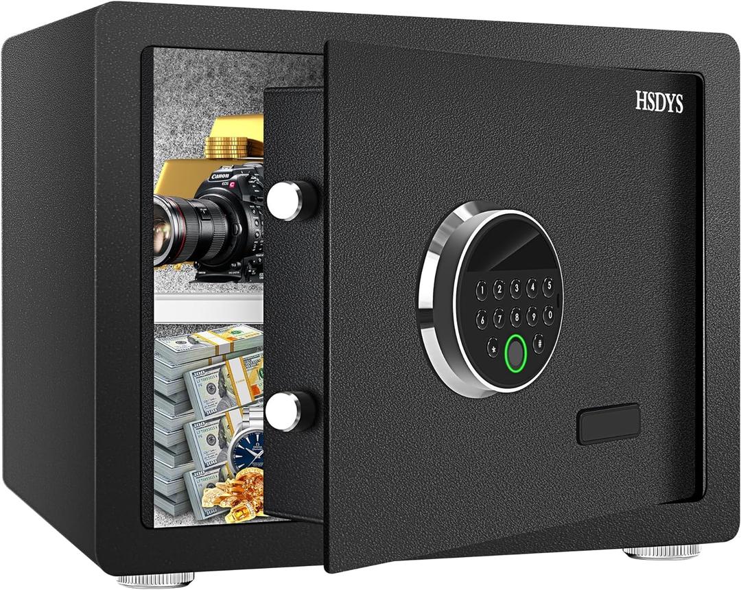 HSDYS Biometric Fingerprint Safe - 1.2 Cubic Feet, Home Safe Box with Digital Keypad, Steel Lock Box for Home, Office and Hotel HSDYS Biometric Fingerprint Safe - 1.2 Cubic Feet, Home Safe Box with Digital Keypad, Steel Lock Box for Home, Office and Hotel