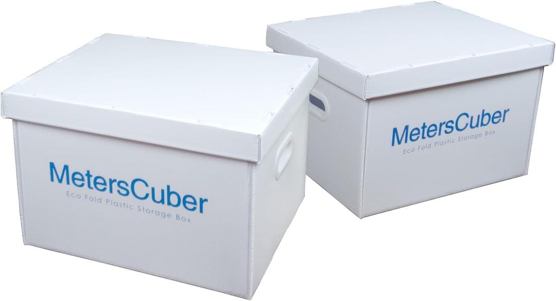 Collapsible Storage Bins with Lids [2 Pack], Heavy Duty Plastic Moving Boxes, Waterproof Stackable Totes for Home Organization, Office File Storage & Moving Supplies, 17x13.4x11 Inch