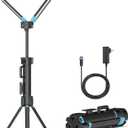 10000 Lumen Work Light with Stand, GoGonova 87'' Rechargeable Dual Power Source Led Work Light with Stand, Dual-Head Led Tripod Work Light with 1500/5000/10000 Lumen, 4000/7000K Dimmable