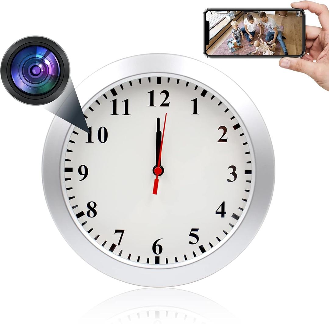 Pelay WiFi Wall Clock Camera Wireless Nanny Cam 1080P Mini Clock Camera with Motion Detection for Indoor Home Security