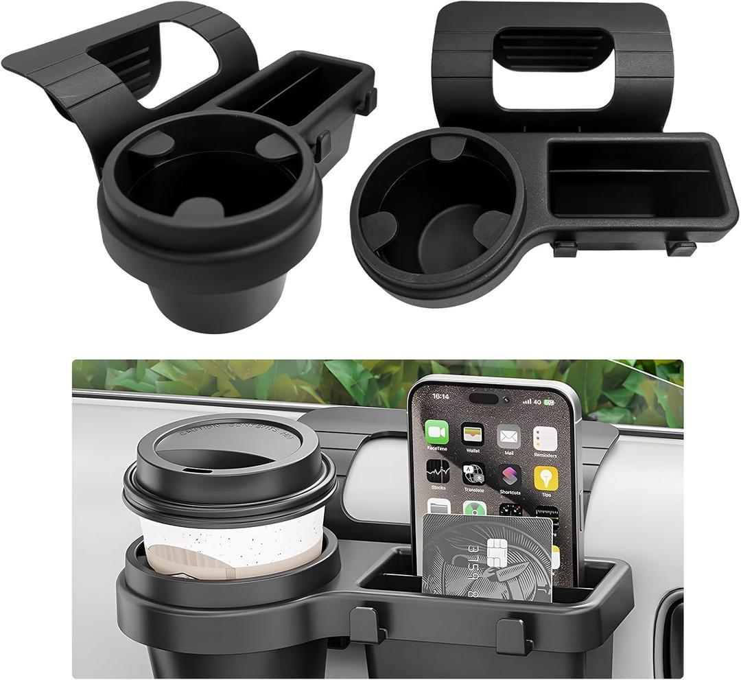 2 PCS Car Window Multifunctional Storage Organizer, Vehicle Door Side Hanging Storage Rack with Cup Holder, Auto Window Mount Organizer for Cell Phone Earphone Key Water Cup
