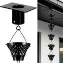 8.5 FT Black Rain Chain with Adapter for Gutters Downspouts Outside | 16 Cups, Large Opening to Avoid Splashing, Easy to Assemble, Beautiful Decorative Home Decor Design