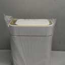 Pukomc Automatic Small Sensor Can with Touchless Lid, 2.3 Gallon / 9L Smart Garbage Can, Quiet Close White Gold Waste Bin - Perfect for Kitchen, Living Room & Small Spaces