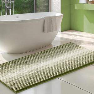 Large Bathroom Rugs Non Slip-Chenille Bath Mat Shower Rug Soft Water Absorbent Bathmat-Bath Rug in Front of Bathtub Sink Bathroom Floor-Quick Dry Machine Washable-Sage 20" x 47"