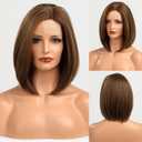 HAIRCUBE Short Wigs for Women,Brown Bob Wig Shoulder Length Synthetic Wig Heat Resistant Hair for Daily Party Use 12 Inches