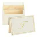 Pipilo Press 24 Pack Ivory Gold Foil Letter Blank Note Cards with Envelopes 4x6, Initial Monogrammed Personalized Stationery Set