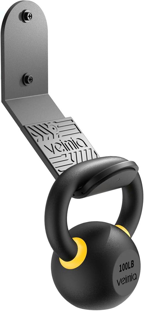 veimia Kettle Bell Wall Rack, Wall Mounted Kettle Bell Storage Hanger, Gym Storage Mount for many Size Kettlebell, Kettlebell Rack with rubber mat is choice for home or commercial gyms (Heavy Duty Kettlebell Rack (1-PACK))