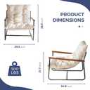 MAXYOYO Modern Accent Chair, Comfy Living Room Chair with Metal Frame Wooden Armrest, Upholstered Armchair with Soft Cushion for Bedroom Balcony Lounge Reading Room, Beige, Standard