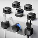 Rotatable Cord Organizer, Enhanced Spring Cable Clips, Strong Adhesive Cable Management, Desk Cord Holder for Nightstand, Office Accessories and Car (8*Black)