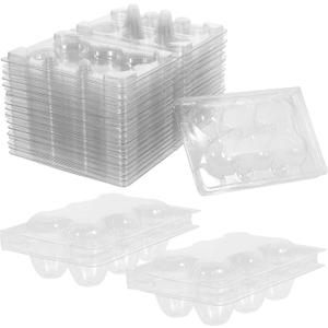 Angoily Egg Container 50PCS Quail Egg Cartons 6 Grids, Small Quail Storage Box Mini Cartons, Clear Plastic Holder Storage Container for Tray