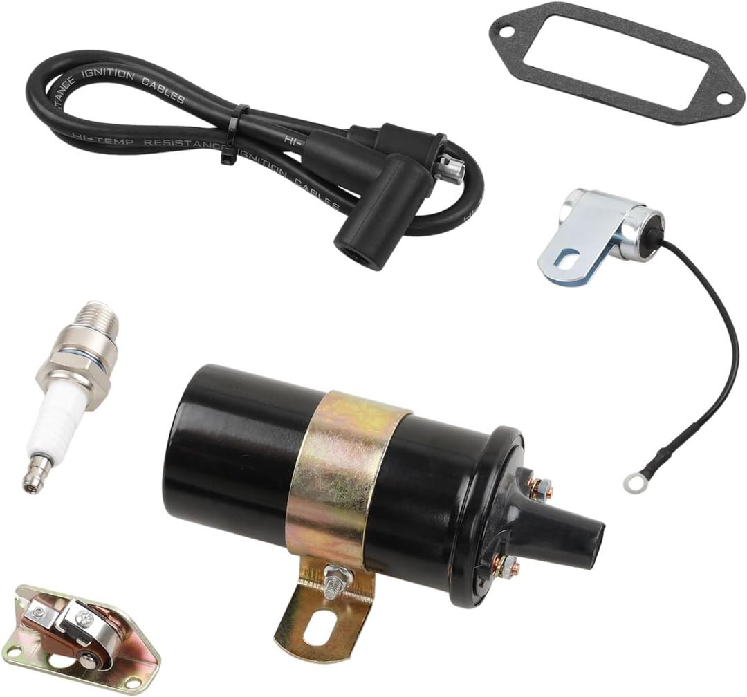 Ignition Coil, Breaker Points, Spark Plug & Wire, Condenser Compatible with Kohler K-Series Tractor K91 K141 K161 K181 K241 K301 K321 K341 Engines