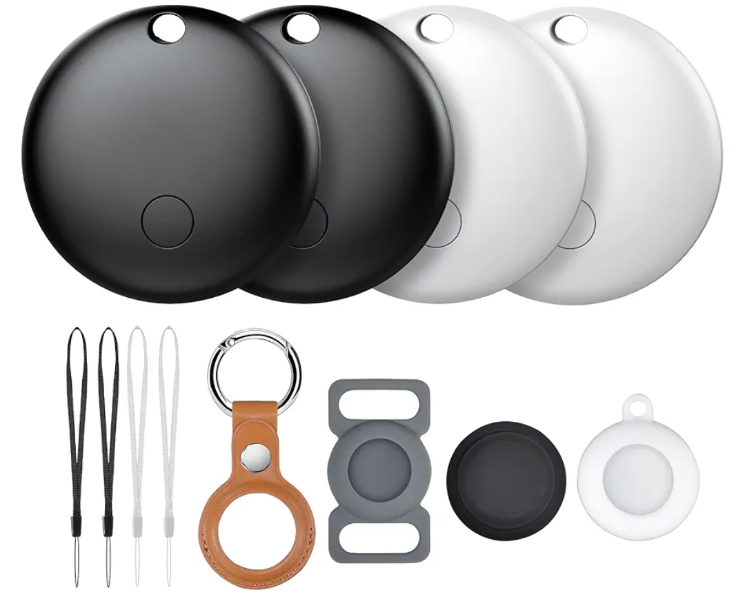 Air Tracker Tags-4 Pack, Smart Trackers, Item Locator Tags Works with Apple Find My | iOS Only | 4 Different Cases | Replaceable Battery | Water-Resistant | Item Finder for Key, Luggage,Backpack,Bike