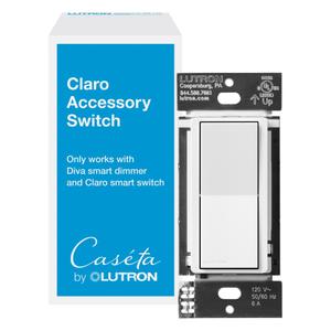 Lutron Caseta Smart Claro Accessory Switch for 3 way  For use only with Diva Smart Dimmer or Claro Smart Switch, DVRF-AS-WH, White (Pack of 1)
