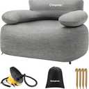 KingCamp Inflatable Couch for Camping, Portable Foldable Eco-Friendly Reach-Certified PVC Liner Air Lounger Blow Up Sofa with Foot Pump, Pegs, Repair Kit & Removable Cover