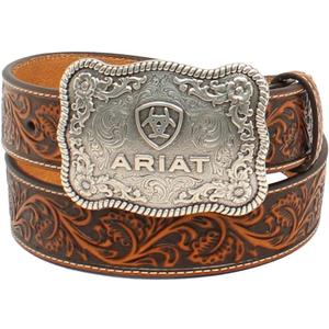 ARIAT Men's Rectangle Rope Edge Shield Buckle Belt (40)