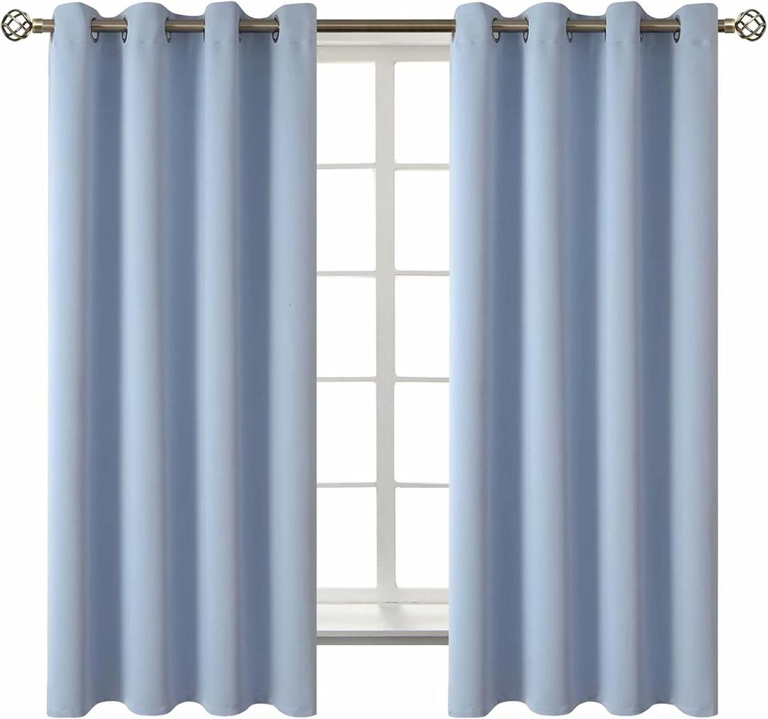 BGment Blackout Curtains for Living Room - Grommet Thermal Insulated Room Darkening Curtains for Bedroom, 2 Panels of 52 x 63 Inch, Spa Blue