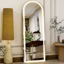 GLSLAND 20"x56" Arched LED Full Length Mirror with Lights  Wall Mounted or Standing Full Body Mirror for Bedroom/Cloakroom  Dimmable with 3 Color Lighting Modes