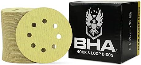 BHA 5" Inch 8 Hole Hook and Loop Sanding Discs for Orbital DA Sanders - 100 Pack (320 Grit)