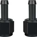 8AN Female to 5/16 Barb Hose Fitting Adapter Straight Swivel Aluminum Black, Pack of 2