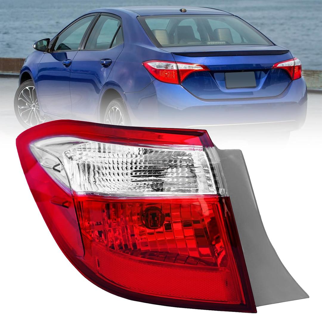 Outer Left Side Tail Light Fit for 2014 2015 2016 Toyota Corolla | Driver Side Rear Brake Tail Lamp