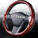 Steering Wheel Cover for Tesla Model 3 (2017-2023) / Model Y (2020-2024),Anti-Slip,Comfortable Grip, Breathable,Customized for Tesla Model 3/Y Accessories,Bright Red