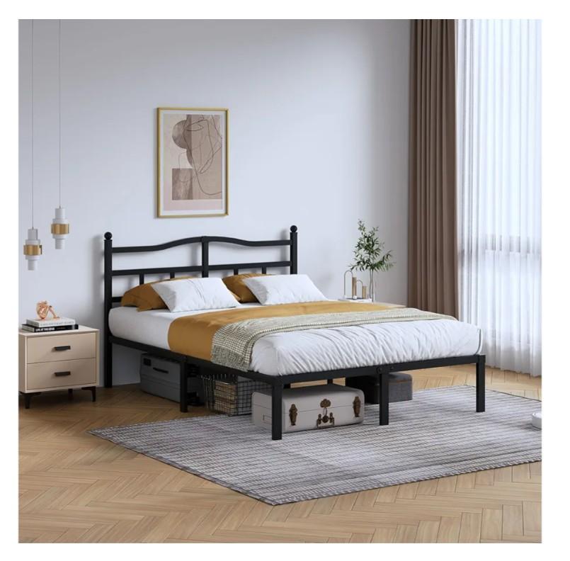SHOANED 14 Inch Metal Bed Frame - Queen Size Heavy Duty Bedframe with Headboard Black Basic Steel Slats Platform No Box Spring Needed/Easy Assembly/Noise Free