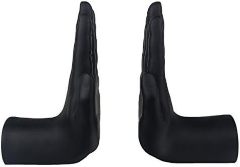 Black Hand Bookends, 6.7Inch Tall Classic Decorative Resin Book Shelf Organizers with Left and Right Hands Book Stopper (Hand)