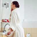 JiBen Square LED Lighted 10X Magnifying Makeup Mirror, Power Locking Suction Cup, Bright Diffused Light and 360 Degree Rotating Adjustable Arm, Portable Cordless Home and Travel Bathroom Vanity Mirror (White)