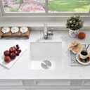 Undermount White Bar Sink, 16x16 Inch Small Granite Composite Wet Bar Sink with Faucet Combo Single Bowl Outdoor Quartz Undermount Sink for Island Station, Small Space